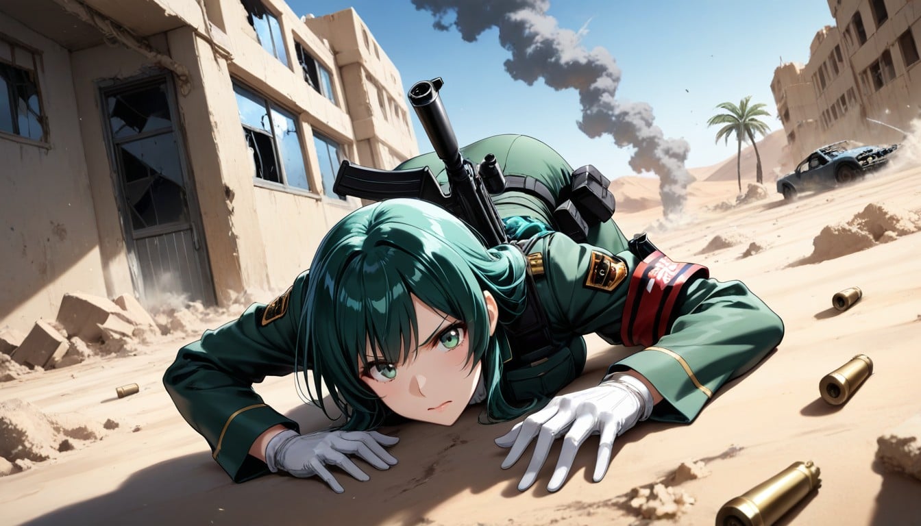 18+, Aiming And Firing Rifles And Machine Guns In A Desert, Smoke AI Porn