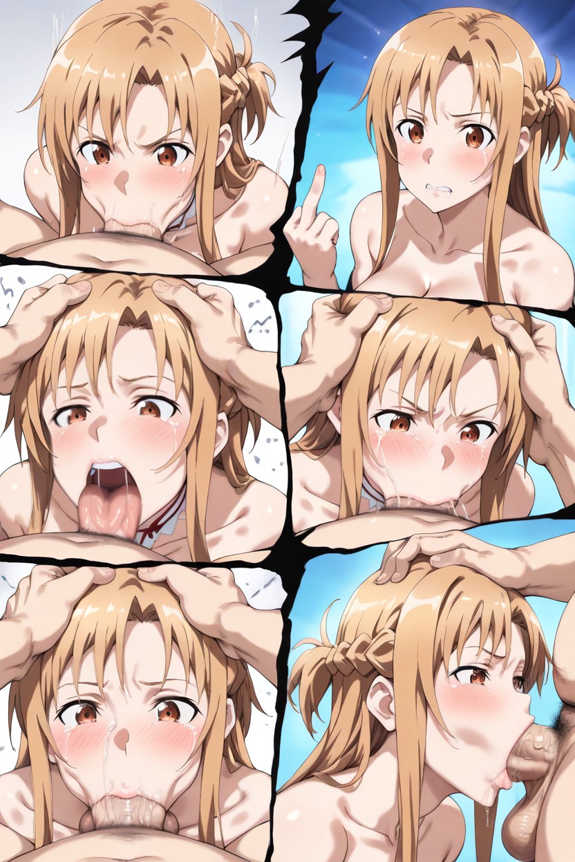 Asuna From Sword Art Online, Drooling, Deepthroat Hentai AI Porn