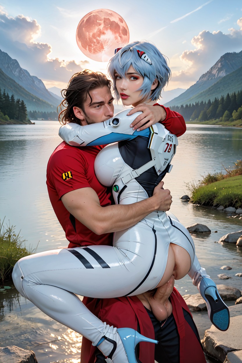 Arab, Above The Lake, Style Like Rei Ayanami From Evangelion AI Porn