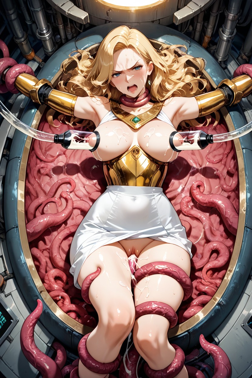Tentacles Grabbing Waist, Laying, Disgusted Hentai AI Porn