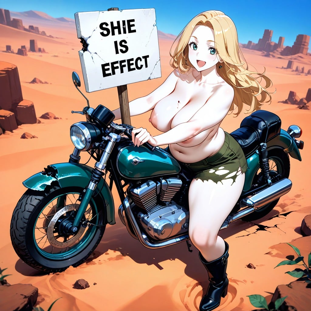 Large Ass, He Has Long Messy Thick Blonde Hair, Medium Breast AI Porn