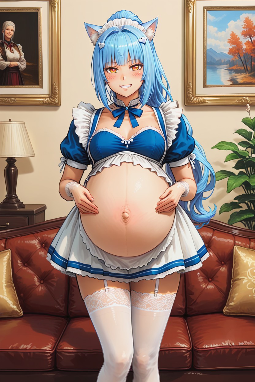 Smile, French Maid Is Cleaning, Living Room AI Porn