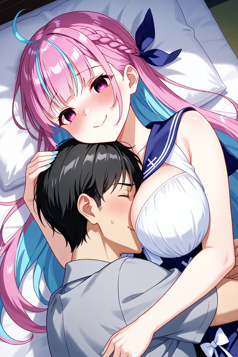 25+, Loving Atmosphere, Breasts Hug Sideways Hentai AI Porn