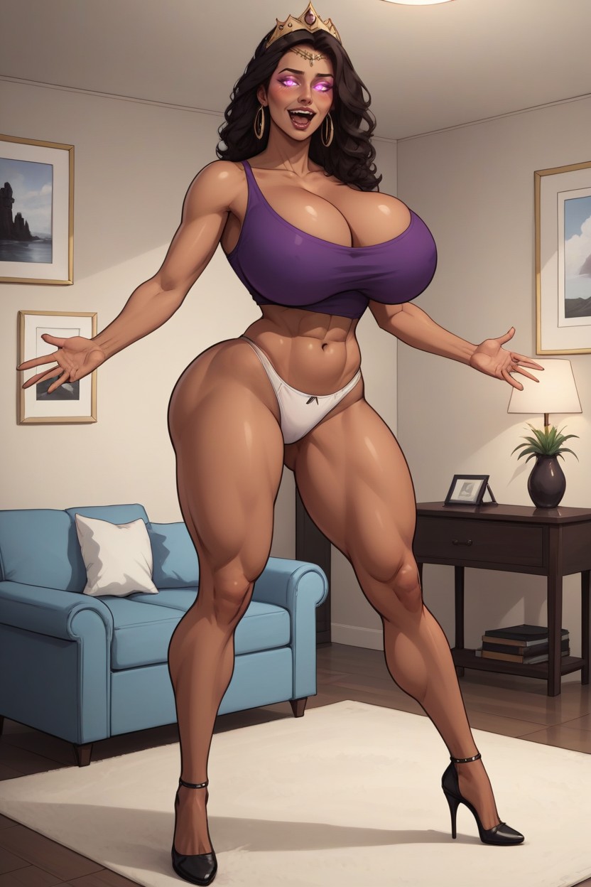 " Step Mother, Glowing Eyes, Black High Heel Shoes MILF AI Porn