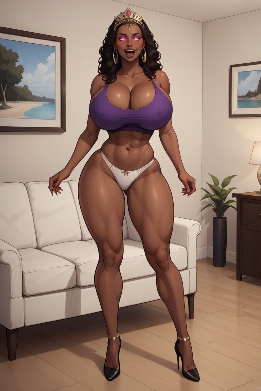 Perfect Round Bimbo Breasts, Diadem, Full Body Standing Fully Straight At Camera MILF AI Porn