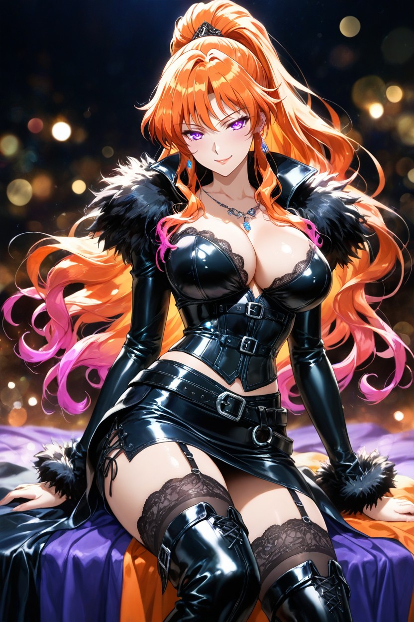 Intricate Hair Strands, Beautiful Anime Woman, Large Round Breasts Hentai AI Porn