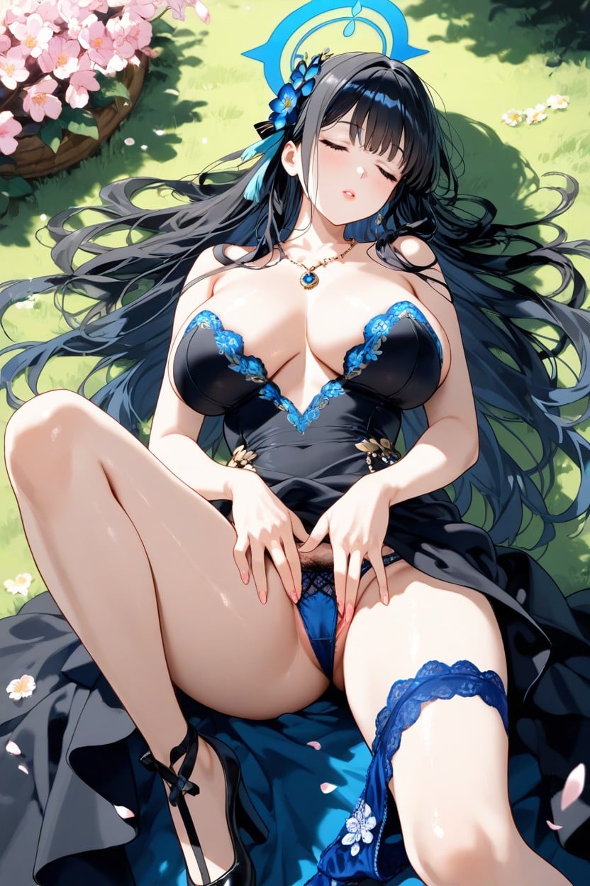 Divine, Silk Strapless Black Dress, Cinematic Hentai AI Porn
