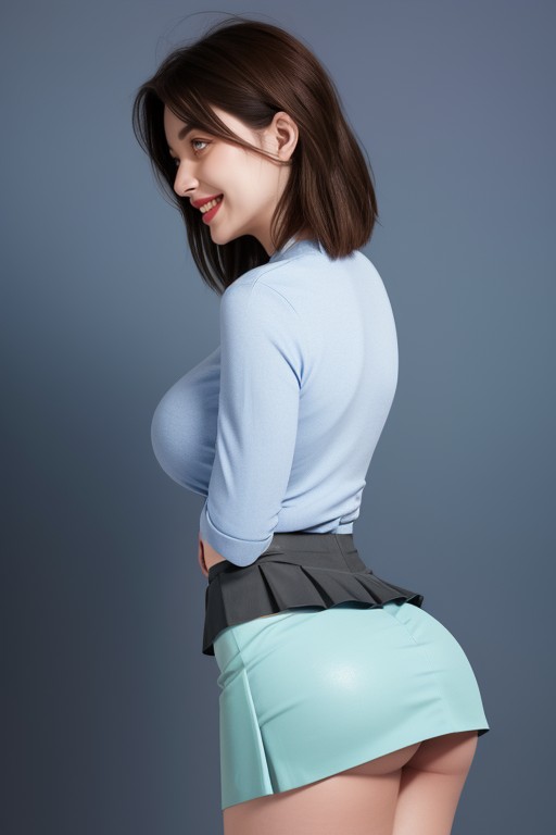 Side View, Side Bangs Covering Eye, Long Eyelashes AI Porn