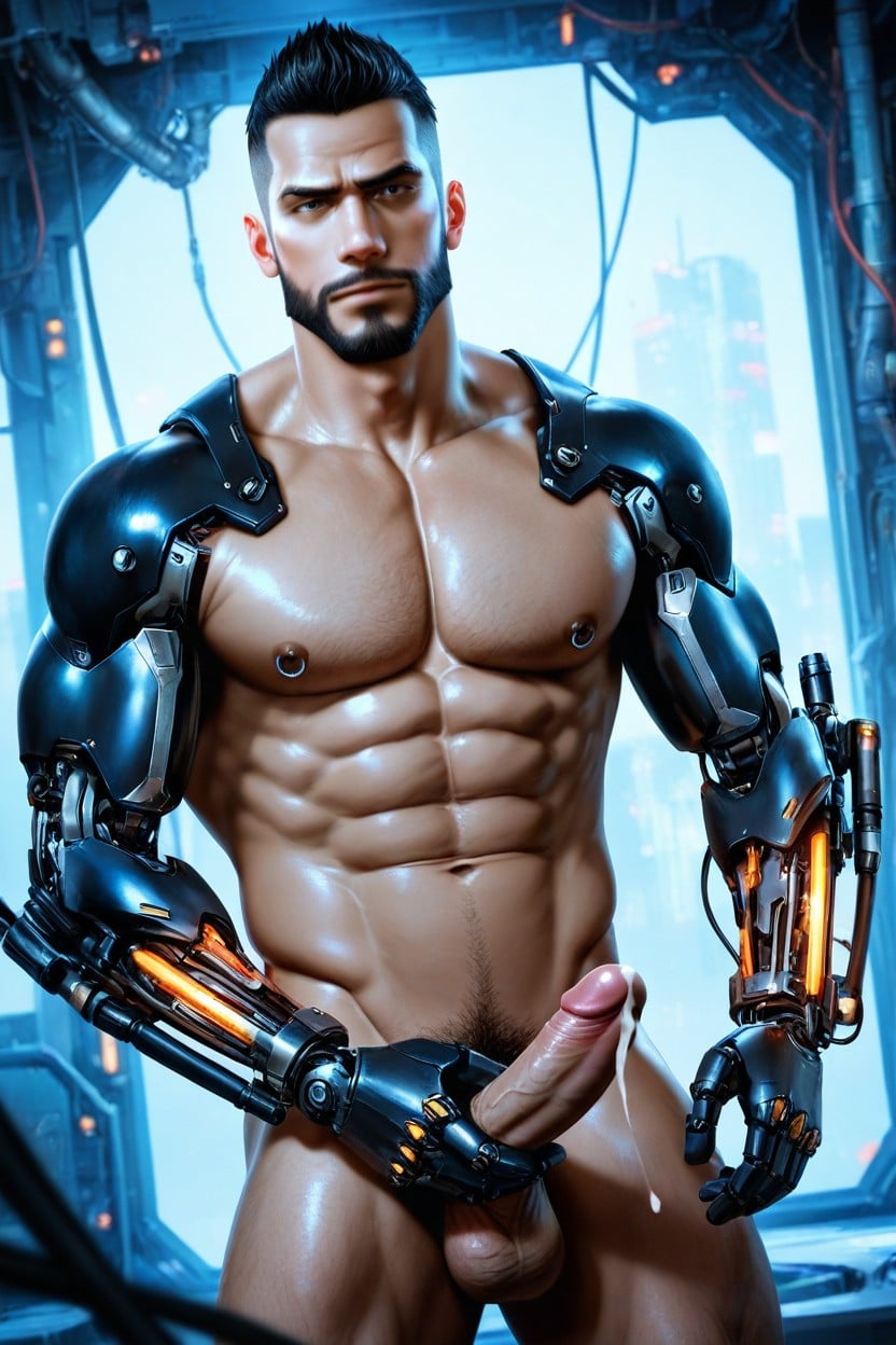 Mechanical_arms, Cowboy Shot, Male_focus 게이 AI 포르노