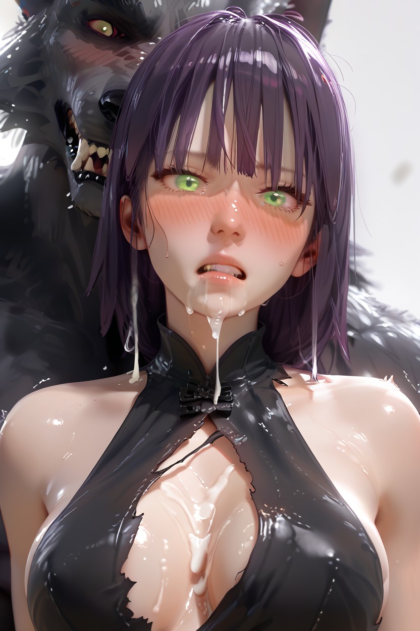Restrained By Werewolf, Dripping Cum, Exaggerated Wasp Waist AI Porn