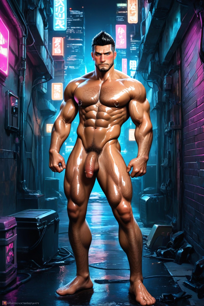 Blushing, Nipple Rings, Naked ゲイAIポルノ
