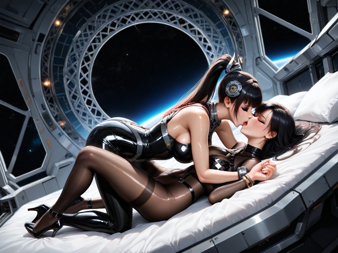 Korean Woman With Brown Eyes And Black Hair, Very Aesthetic, Spaceship Hentai AI Porn