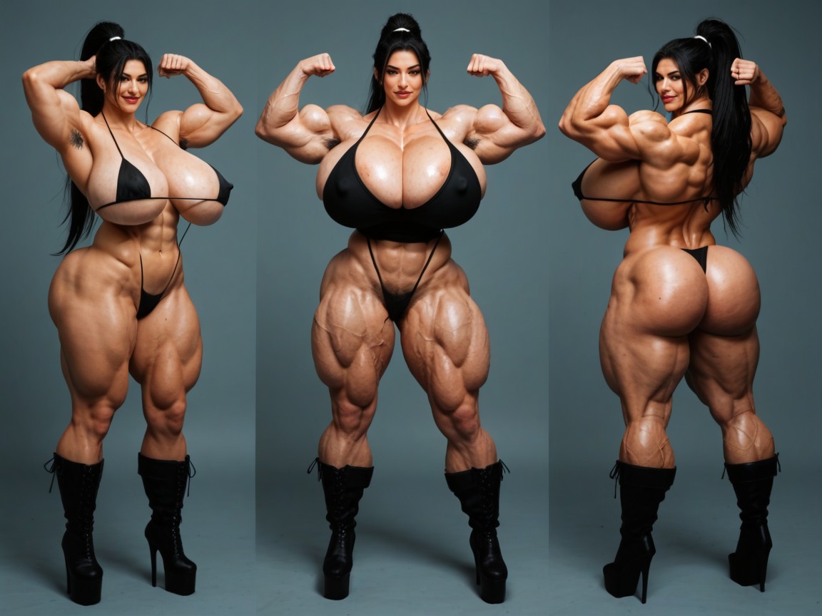 Enourmously Huge Ass, Female Breasts, Massive Muscles Porno IA