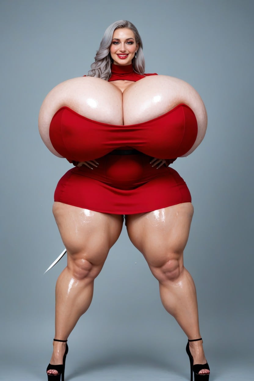 Holding A Long Knife, Rounded Hips, Hyper Thighs AI Porn