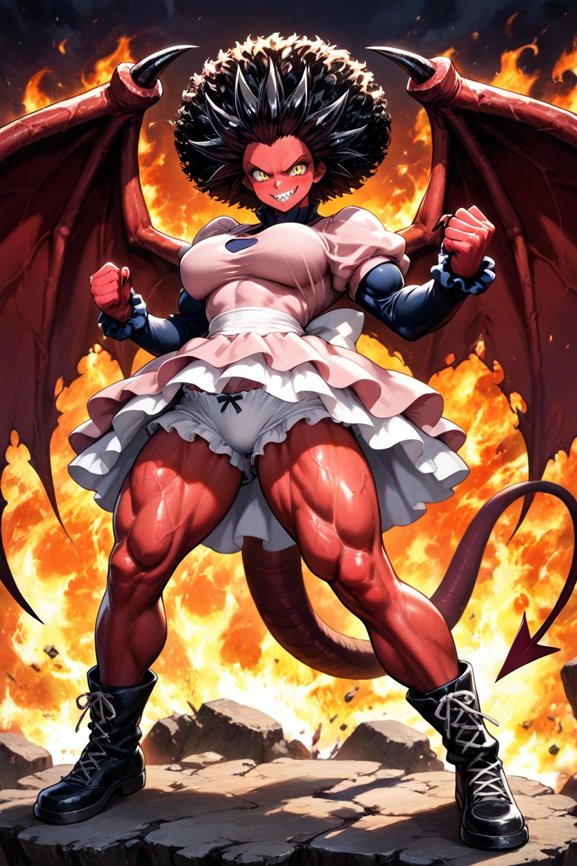Determined Smile, Visible Panties, Extreme Muscular Thighs Hentai AI Porn