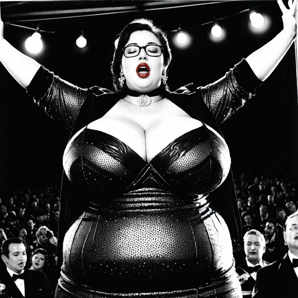 Black And White Image, Record Jacket, Classy BBW AI Porn