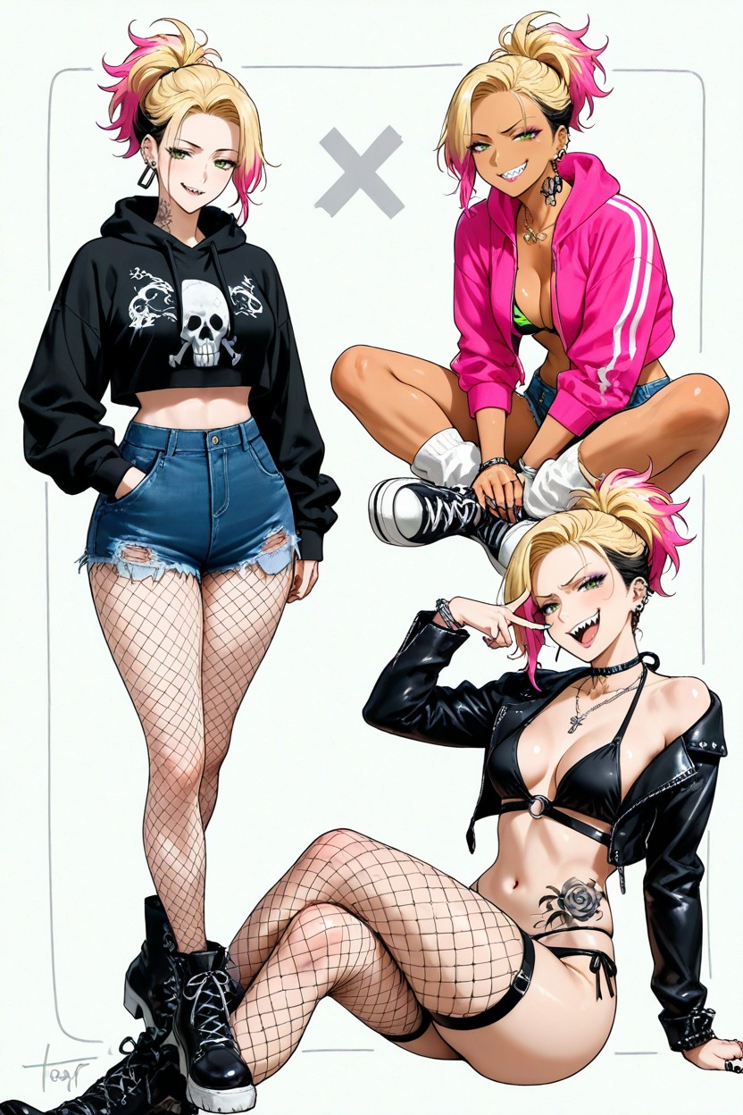 Messy Tousled Hair, Vues Multiples, Hotpants Porno IA Hentai