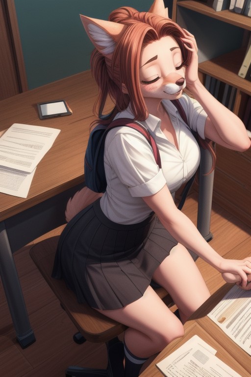 Academia Background, Socks, Dutch Angle Shot Furry AI Porn