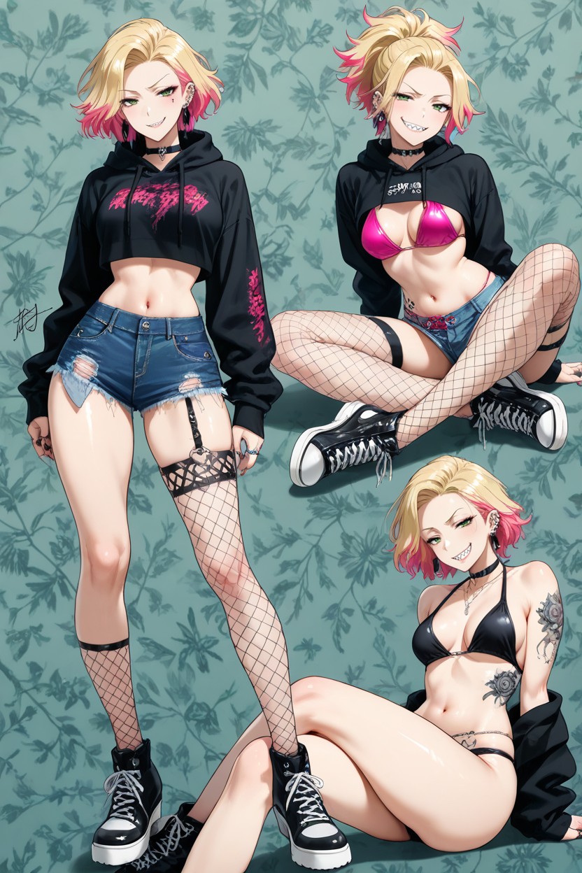 Visible Bikini Bottom, Jagged Spiky Ponytail, Emo Porno IA Hentai