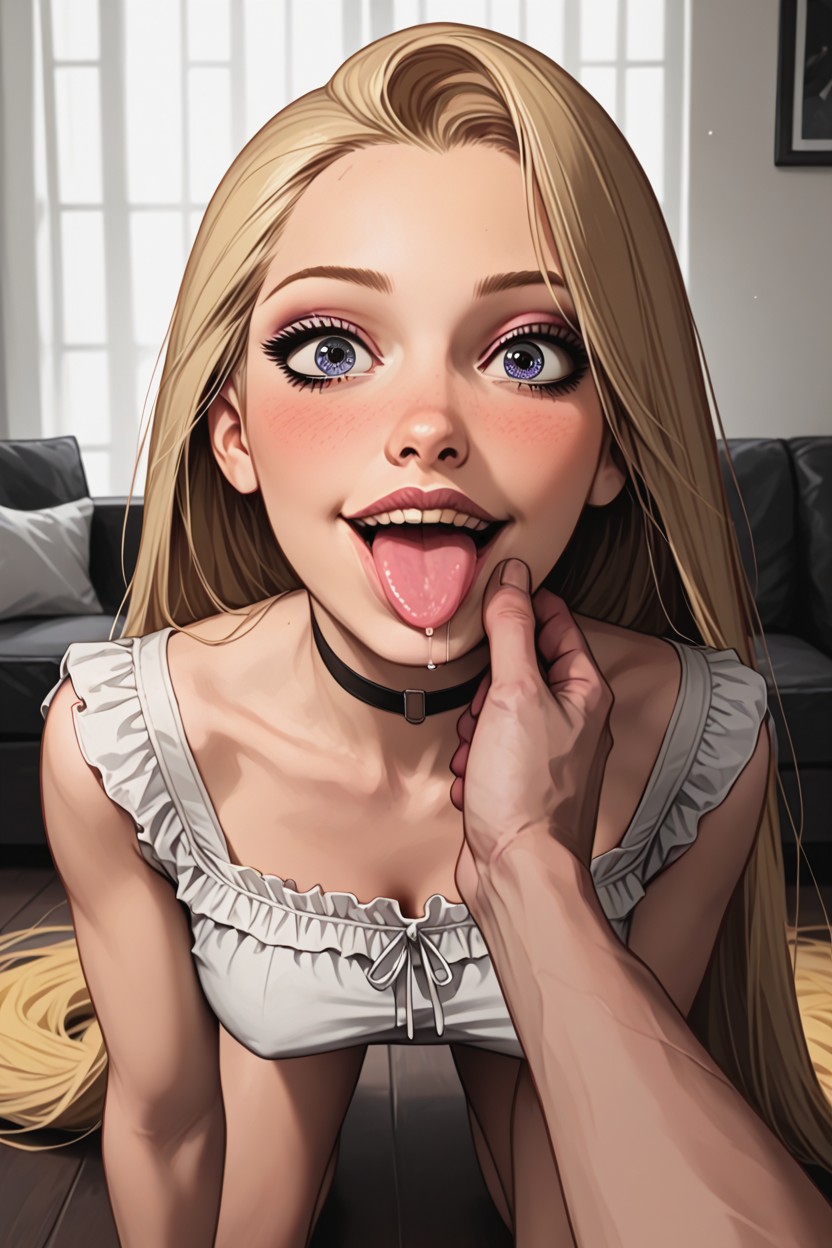Grey Eyes, Kneeling, Living Room Hentai IA