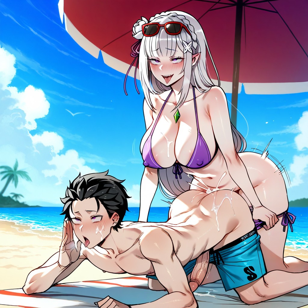 Emilia Smile, Anal Sex, Natsuki Subaru From Rezero Male Hentai IA