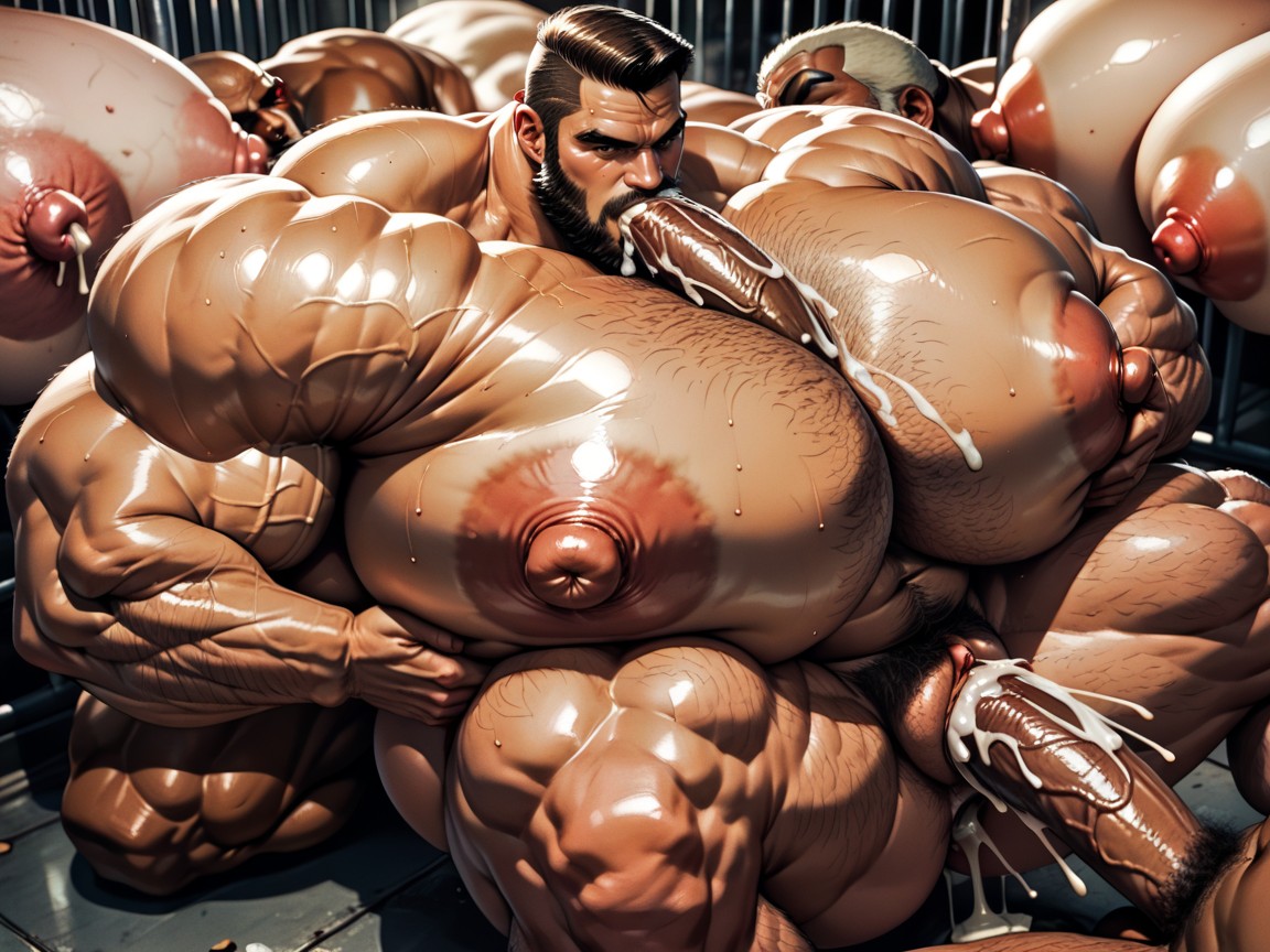 Gang Bang, Thick Thighs, Dark O'clock Shadow AI Porn