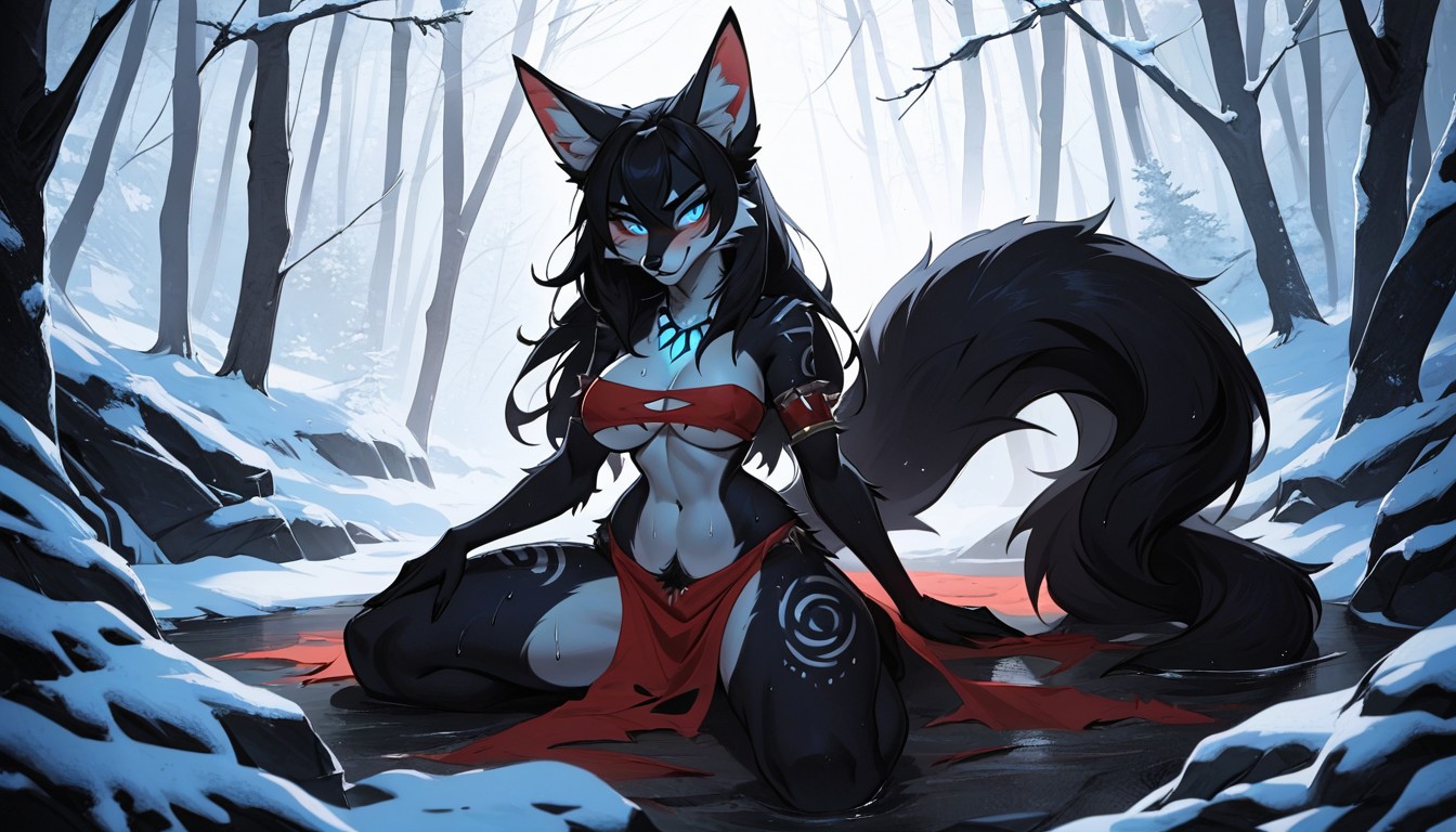Skinny, Large Eyes, Red Pubic Hair Furry AI Porn