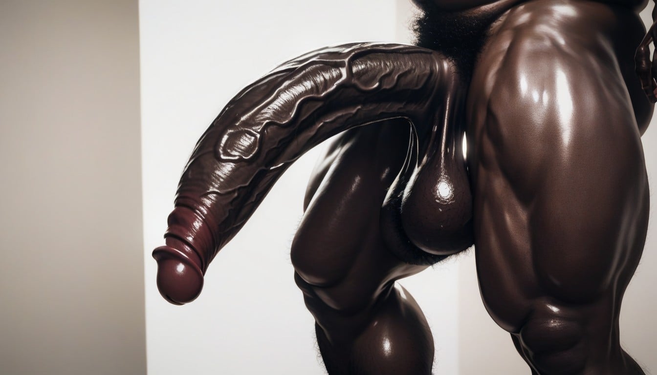 Massive Cock And Balls In Full View, 50+, Extremely Dark Skin AI Porn