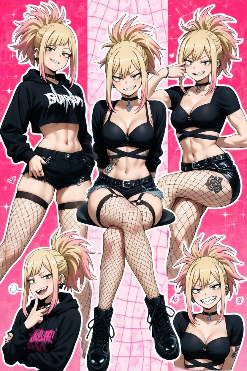 Visible Bikini Bottom, Swedish, Long Jagged Spiky Ponytail Hentai AI Porn