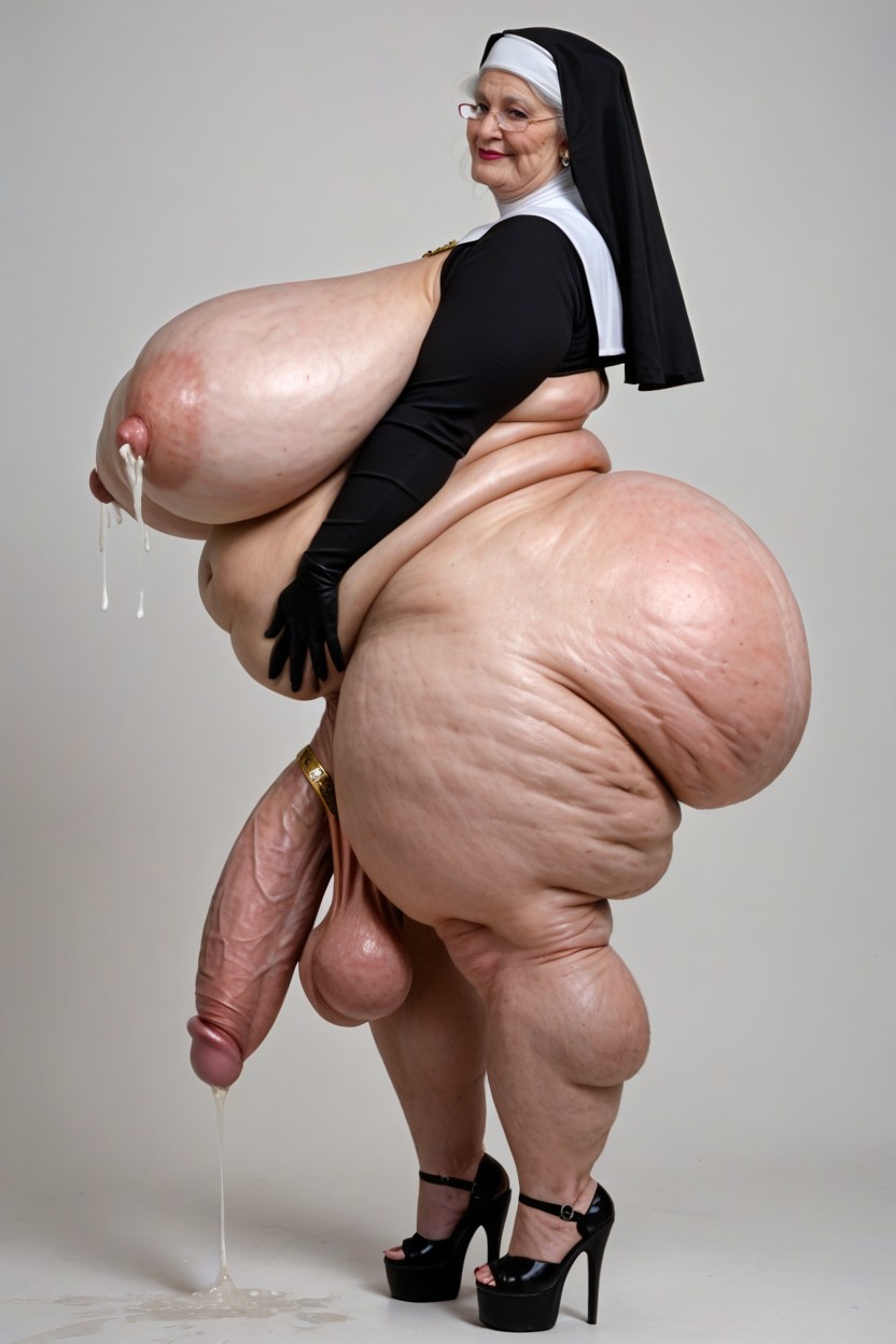 Viking, Erect Cock, Saggy Balls Shemale AI Porn