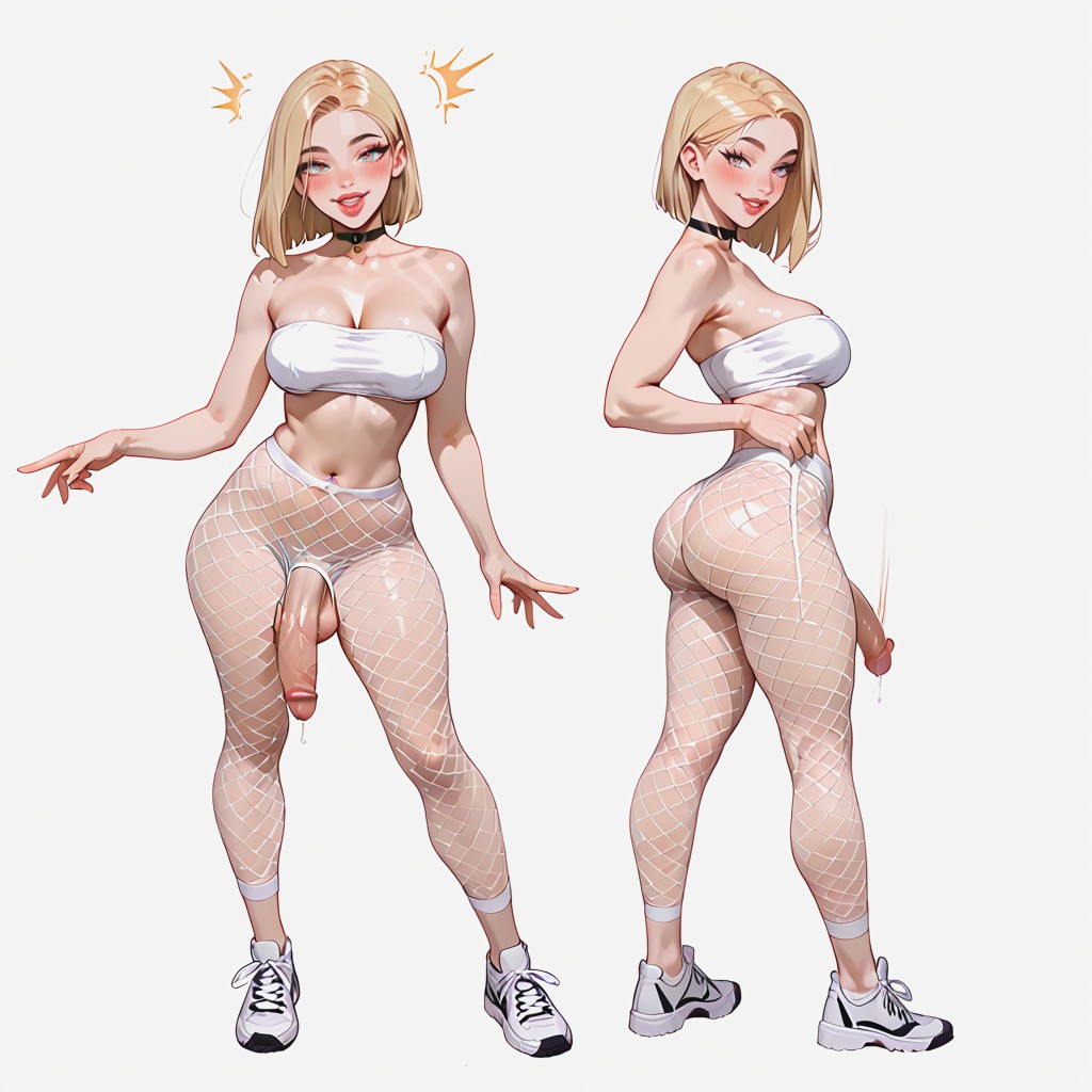 Side View, Narrowshoulders, Puckered Lips Shemale AI Porn