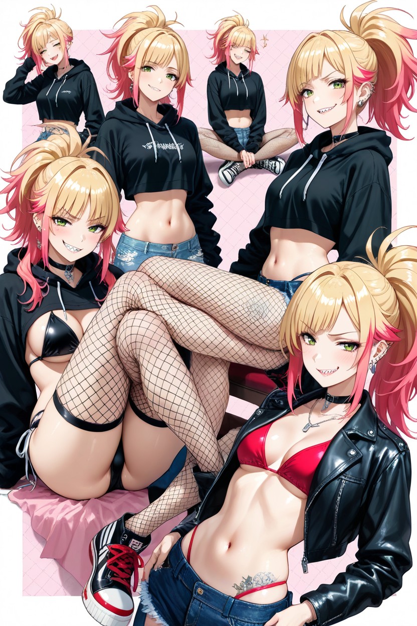 Gyaru, Multiple Earrings, Pierced Ears Hentai AI Porn
