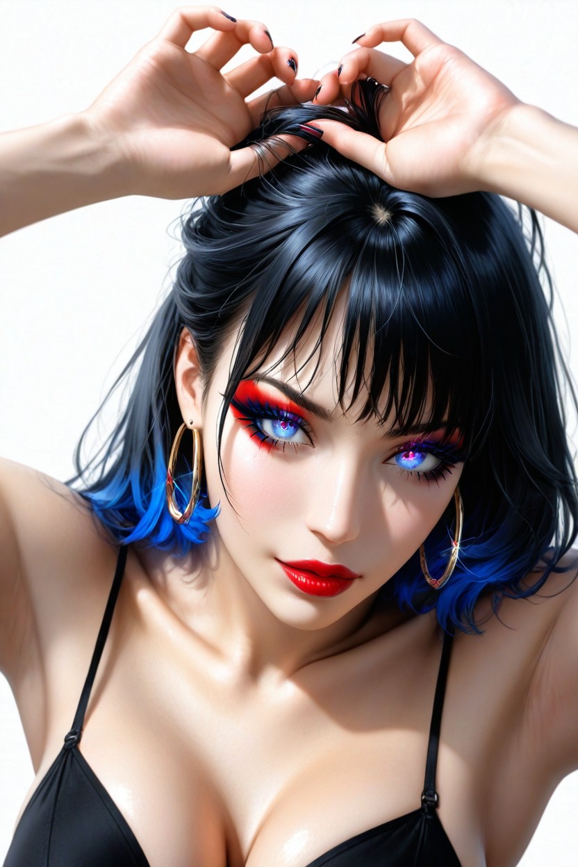 Diamond-studded Hoop Earrings Her Arms Are Raised Above Her Head, 18+, Straight Hentai AI Porn