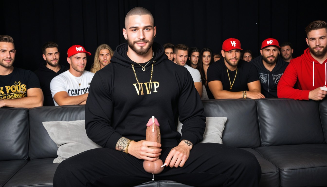 Tattoos On Neck, Pile Of White Powder On Tip Of Cock, Cap Says Ifuck ИИ гей порно