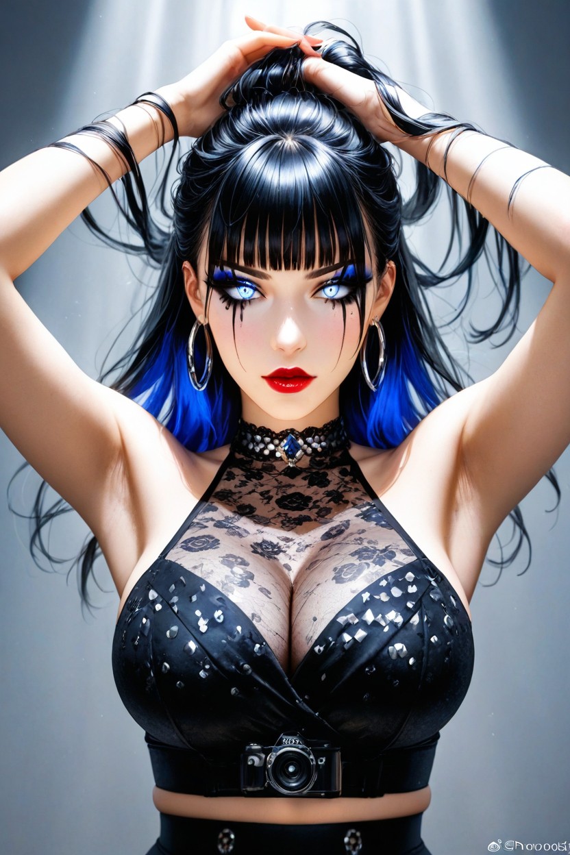 Captivating Gaze Soft, Bright Studio Lighting Photorealistic, Jet-black Hair And A Thick Hentai IA