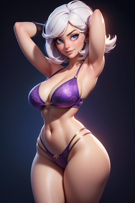 Rear View, Blue Eyes, Looking At Viewer With Sexy Smirk Hentai IA