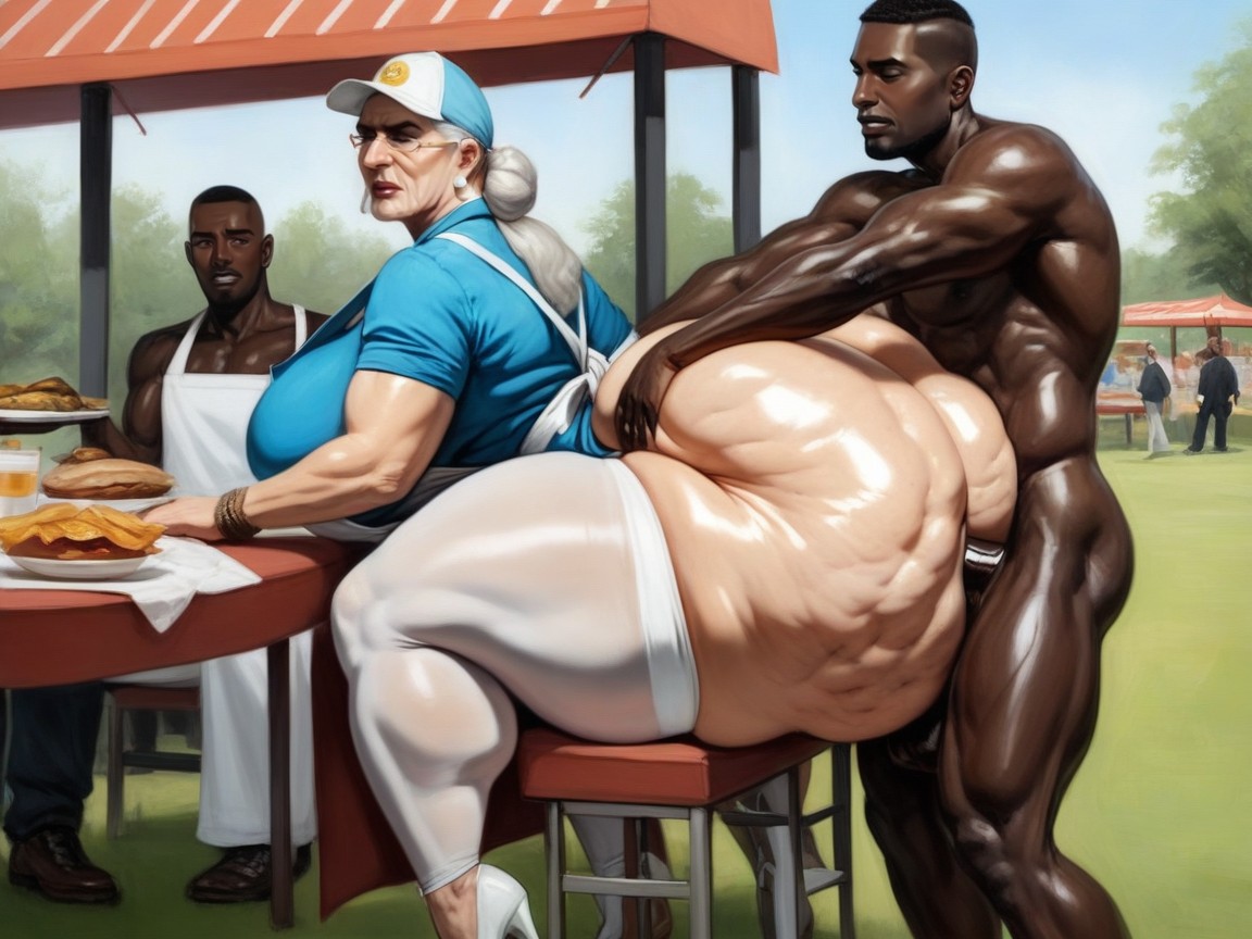 Convenince Store Worker, Side View, Huge Black Cock AI Porn