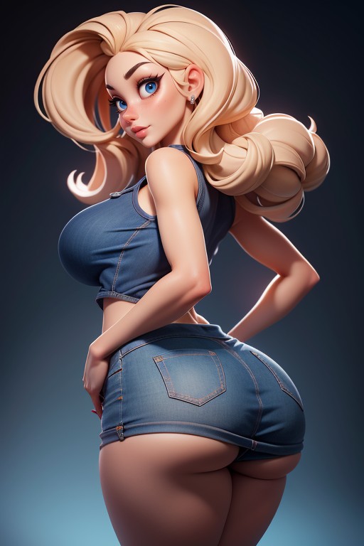 Wearing Very Tight Miniskirt With Ass Cheeks Exposed, Miniskirt With Ass Cheeks Visible, Gruesa Hentai IA