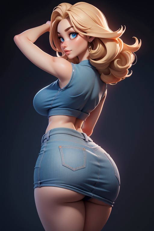 Very Thick And Robust Thighs, Rear View Of Massive Thick Ass, Sexy Hentai AI Porn