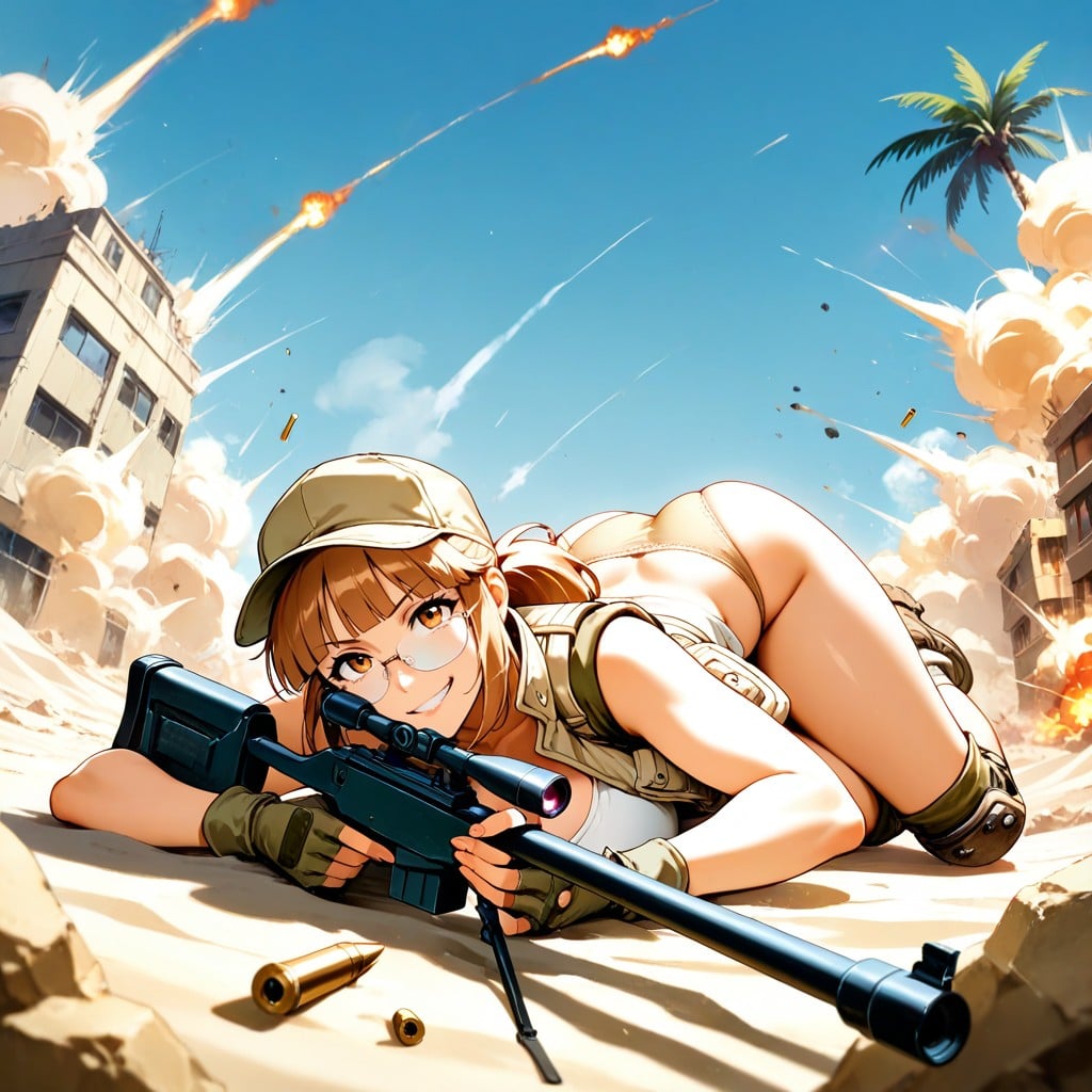 Battle-ready, Khaki Knee Pads, Palm Trees AI Porn
