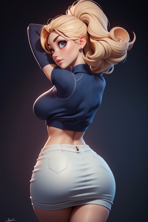 Tall Thick And Curvy Body, Looking Back At Viewer With Sexy Smirk, Confident Porno IA Hentai
