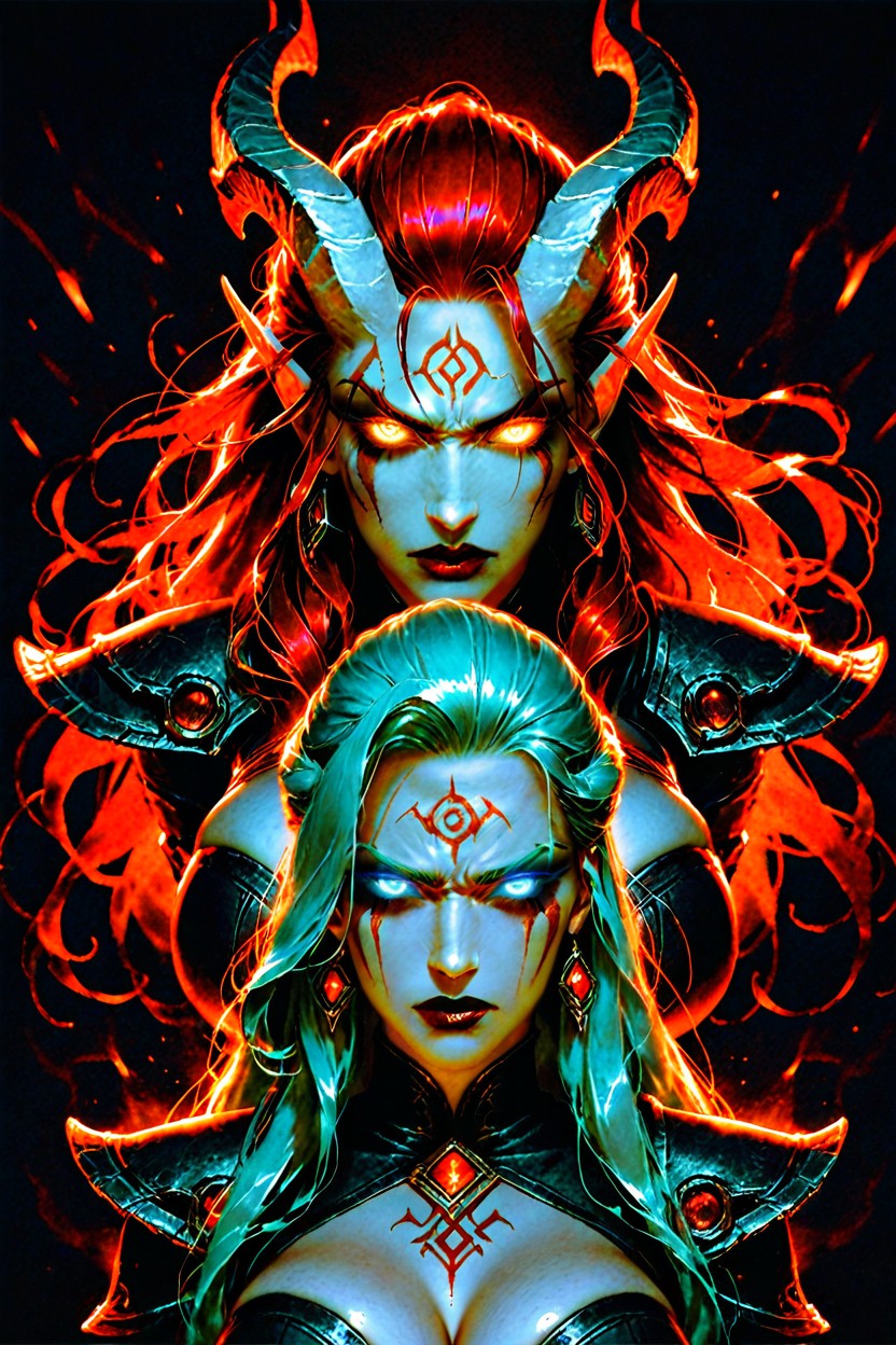 Cinematic, Digital Painting, Two Symmetrical Hentai AI Porn