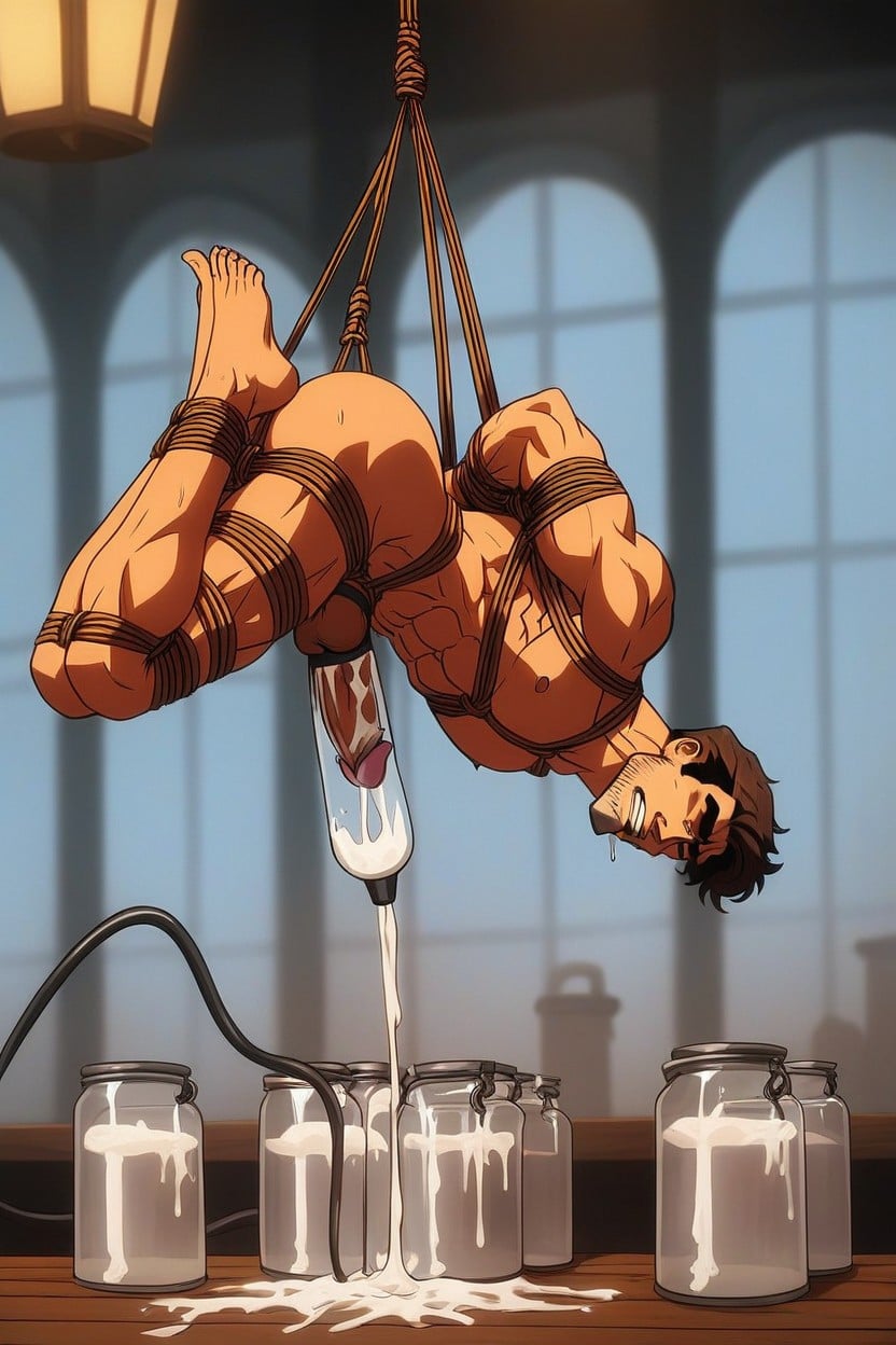 Milking Machine On Penis, Anatomically Correct, Shibari Porno IA Gay