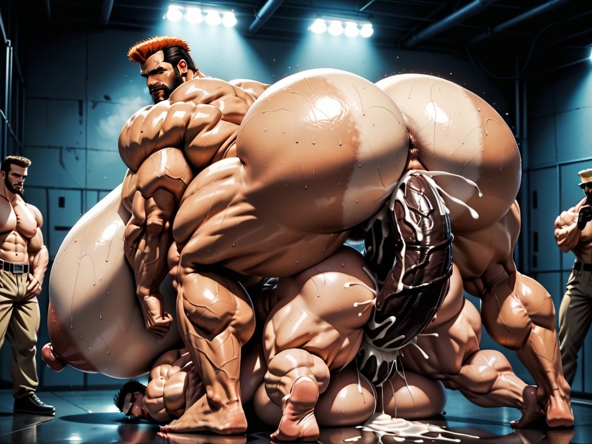 Naked, Mouth Agape, Extremely Large Ass AI Porn