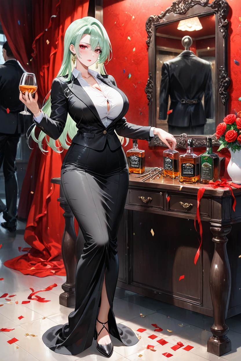 Bright Green Hair Is A Mess, Bundles Of Cash, Anime Style Hentai IA