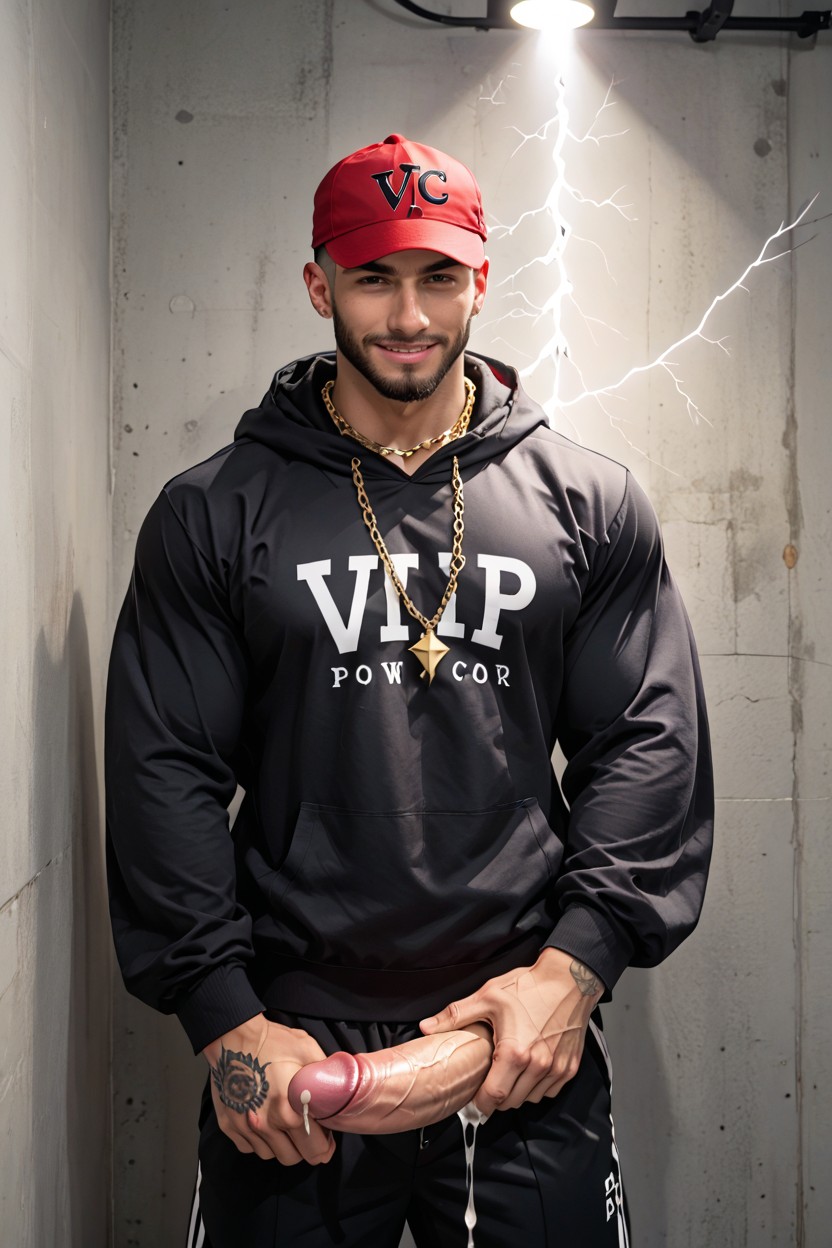 Diamond Necklace, God Of Thunder As Virile Rugged Aggressive Latino Gangster, Strings Of Clear Precum AI Gay Porn