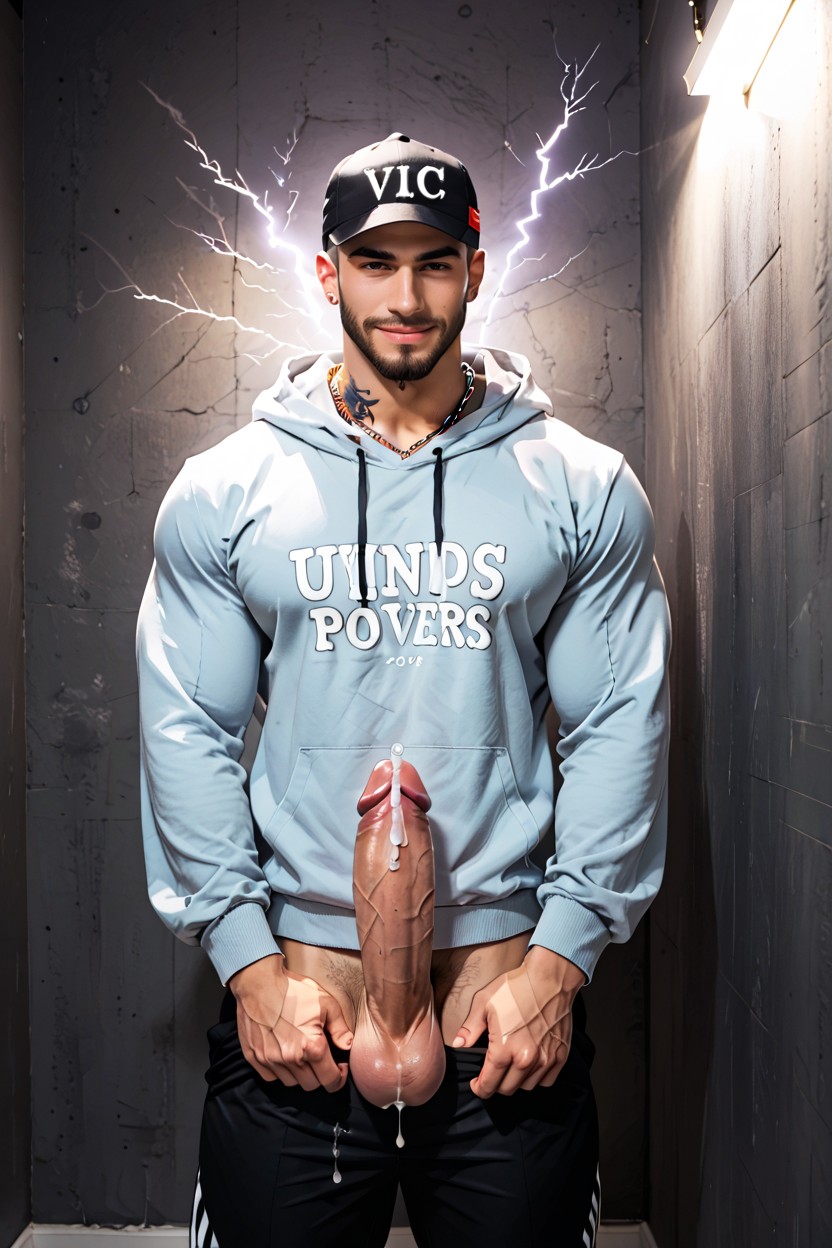 God Of Thunder As Virile Rugged Aggressive Latino Gangster, Diamond Necklace, Exposing Erect Penis AI同性恋黄片