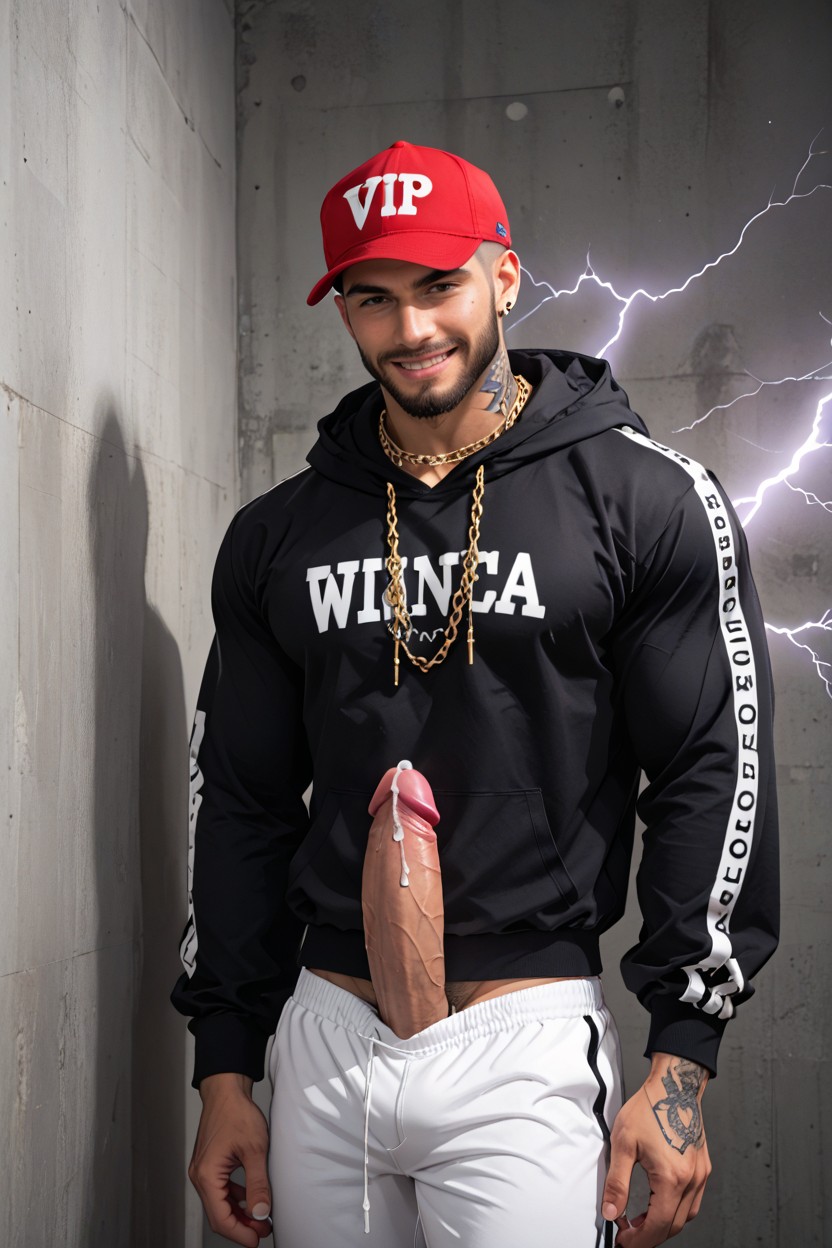 Men Only, Excité, Pile Of White Powder On Tip Of Cock Porno IA Gay