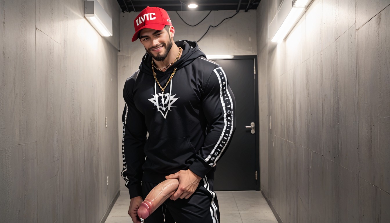 Vip Tops, Lightning Tattoos, Pulling Up Hoodie AI Gay Porn