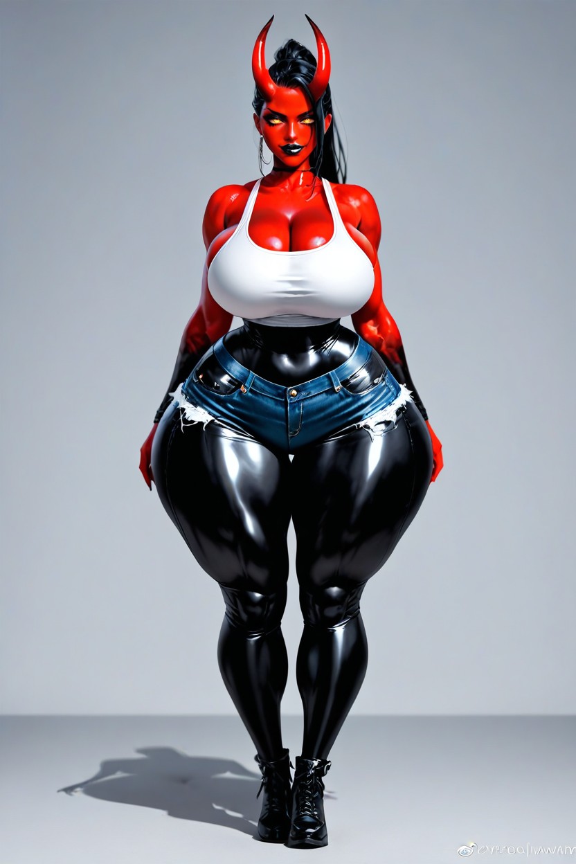 Thick Ass, Front View, Curved Demonic Horns AI Porn